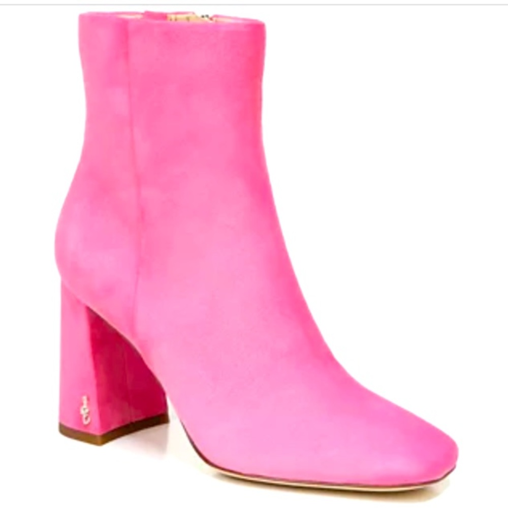 Sam Edelman's squared toe pink velvet Codie ankle booties. Size 7 NWOB
